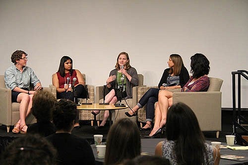 Alumnae Jennifer Buechler, of ESI, addresses the symposium.