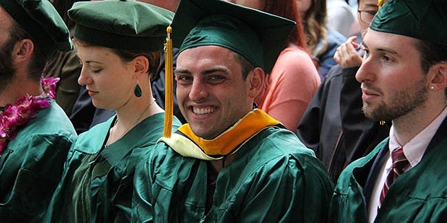 Science convocation, smiling.