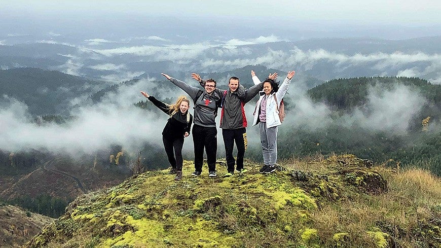 friends on a mountain