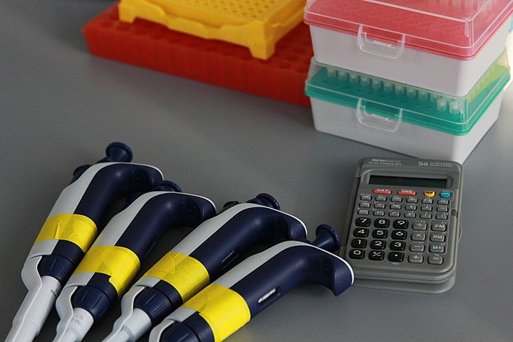 Lab equipment on a table