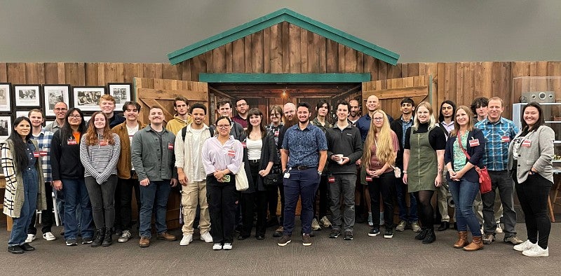 LCC, UCC, UO students and staff in the Heritage Center at HP