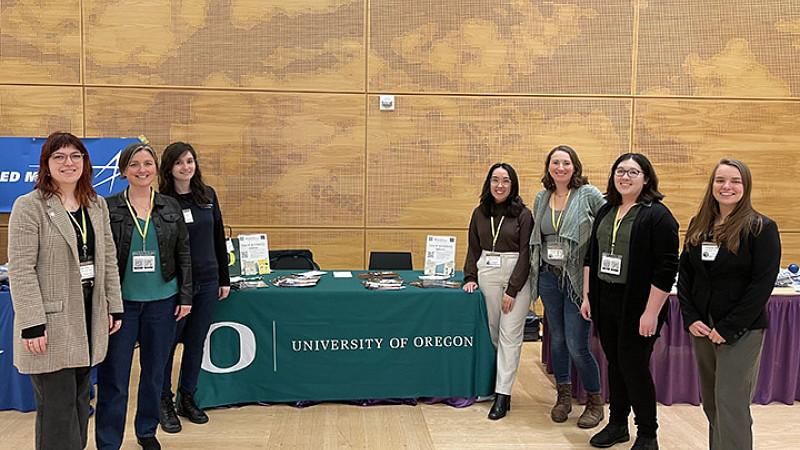 Six KCGIP Alumnae and Stacey York at the Conference for Undergraduate Women in Physics